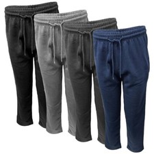Men Joggers Open Hem Fleece Cotton Bottom Jogging Trousers Casual Gym Pant S-5XL