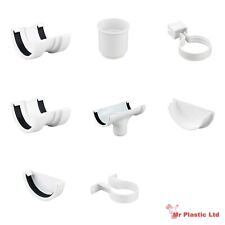 Osma 112mm Half Round Gutter & 68mm Round Down Pipe Fittings in White 0T0