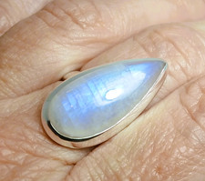 Large 925 Silver RAINBOW MOONSTONE Ring Sz N 1/2-7 R914~Silverwave*uk Jewellery