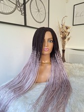 Beautiful Hand-made Ombre braid wig in Black and Mint Pink Mix.???????