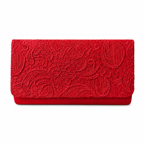 Red lace evening clutch - clutch, bag