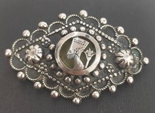 Antique Art Deco Egyptian Revival Pharoah Silver Brooch Pin  C Clasp
