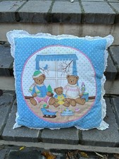 Teddy Bear Decorative Lace Edge Cushion Pillow Vintage Christmas Nursery