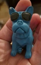 French Bulldog With Sunglasses  Blue  Figurine 5cms Solid Perfect Cake Topper 