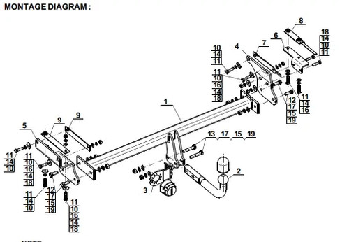 Swan neck tow bar for - tow, nissan