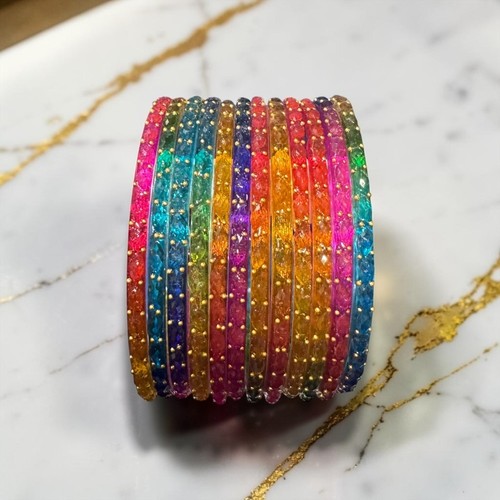 Raindrop glass bangles - ,