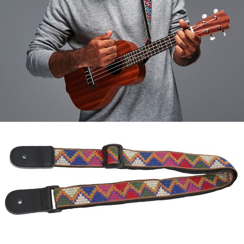 Boho ukulele strap - leather, end