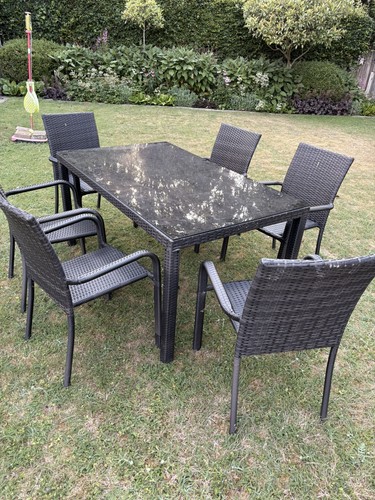 Brown rattan wicker dining set - rattan/wicker,