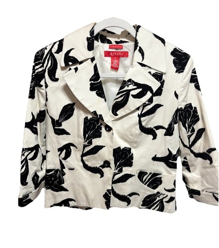 Black white floral suit - &,
