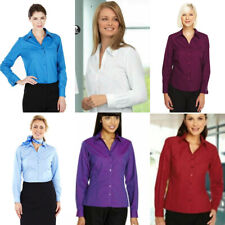 SIMON JERSEY LADIES LONG SLEEVED SMART BLOUSE OFFICE CORPORATE BUSINESS SHIRT