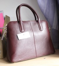 Italian Burgundy D Red real genuine leather dome handbag satchel bag top handle