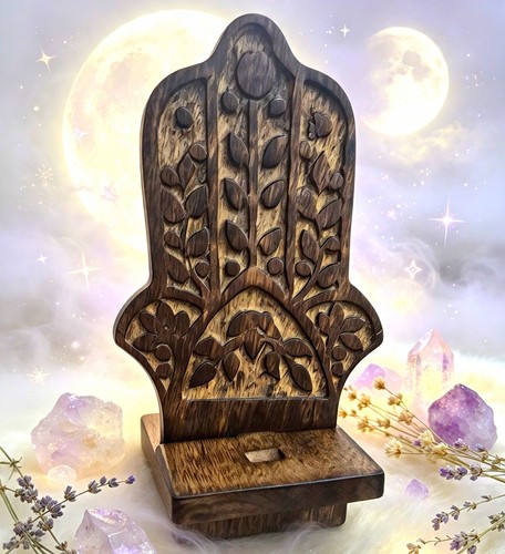 Carved wooden desk - desk, phone