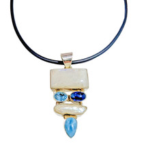Moonstone, blue topaz and