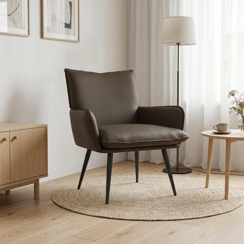 Armchair grey faux leather - armchair,