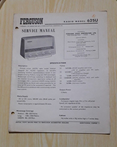 Ferguson model 625u table - ferguson,