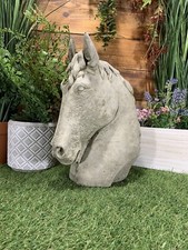 STONE GARDEN HORSE HEAD PILLAR CAP STATUE ORNAMENT