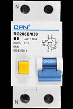 CPN 6 AMP CURVE B 6kA 30mA DOUBLE POLE RCBO TYPE AC RO206B/030