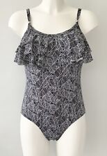 Primark Ocean Club Black Print Frilled Swimsuit UK 14