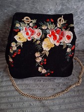 Embroidered Black Velvet