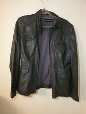 M&S Leather Jacket Size 14 Real 100% Genuine Autograph Eur 42 Ladies Grey Womens