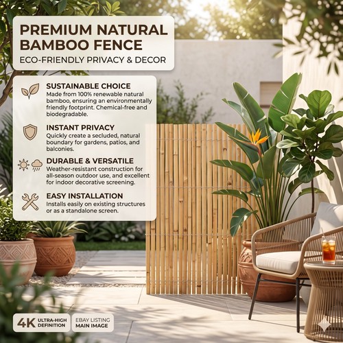 Heavy duty bamboo fence - 4m,