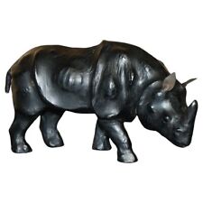 LIBERTY'S LONDON OMERSA LEATHER RHINOCEROS RHINO FOOTSTOOL STOOL GLASS EYES