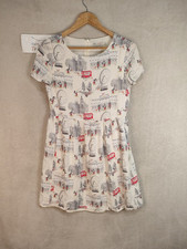 Cath Kidston London Scene Bus Wheel  Dress  X Disney Mickey Mouse Womens S 8 