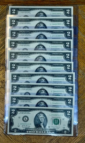 10mint condition bills with - $2,