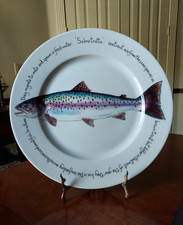 Richard Bramble Original Art 12" Ivory Plate Jersey Pottery Trout Fish