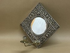 Arts And Crafts Brass & Copper Mirror Candle Wall Sconce Antique C1880