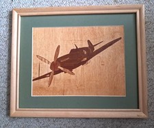 OrigInal Marquetry Picture Of A Spitfire Beautifully Created and Framed