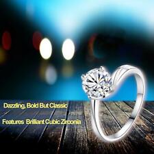 Adjustable 925 Sterling Silver Plated Friendship Wedding Valentine Round CZ Ring