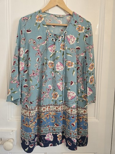 Floral paisley tunic dress - floral,