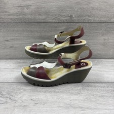 Fly London Yila T-Strap Peep Toe Wedge Sandal