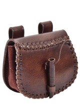 Small Brown Leather Belt Pouch Bag Medieval Reenactment Costume