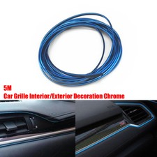 5M Grille Interior Exterior Decoration Chrome Styling Molding Trim Strip blue