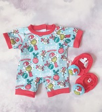 Build a Bear, Grinch, Happy Holidays Print Sleeper Pyjamas. B 321