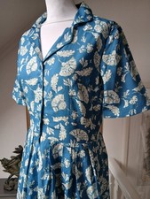 Seasalt Cornwall Charlotte Blue Floral  Midi Dress,  Pockets Size 10 tall range 