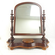 Antique Late Victorian Turned Mahogany Dressing Table Swing Mirror Jewellery Box
