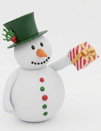 Snowman with gift - snowman,