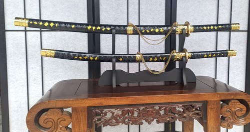 Samurai sword display with two - sword,
