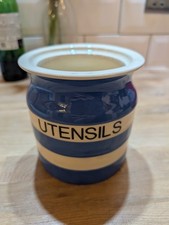 T.G. Green Cornishware Utensils Barrel Storage Jar Blue White