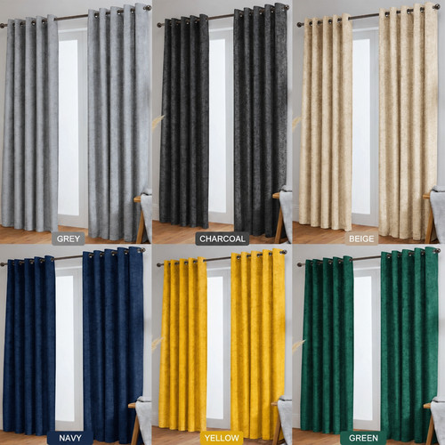 Crushed velvet curtain pair - velvet,