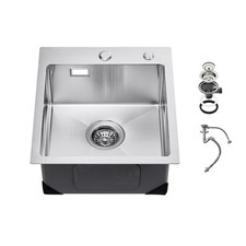 40cm Kitchen Sink Top Mount Single Bowl Drop-In Basin Stainless Steel Bar