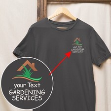 Personalised Custom Embroidered Gardening Service T-shirt Your Text Lawn Garden