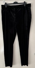 Next Ladies Cigarette Trousers In Black Velour Size 18