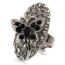 Oval Diamante Butterfly Ring
