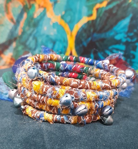 Upcycled sari wrapped bangle - sari,