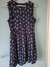 Tenki Size 10 Blue Print Sleeveless Knee Length Dress (523/15/v)