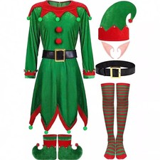 Women's Elf Cosplay Costume Full Set Christmas Party Adults Xmas Santas Outfit